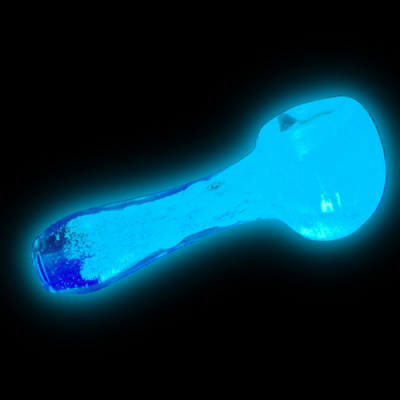 Glow in the dark, ultra-durable glass spoon pipe